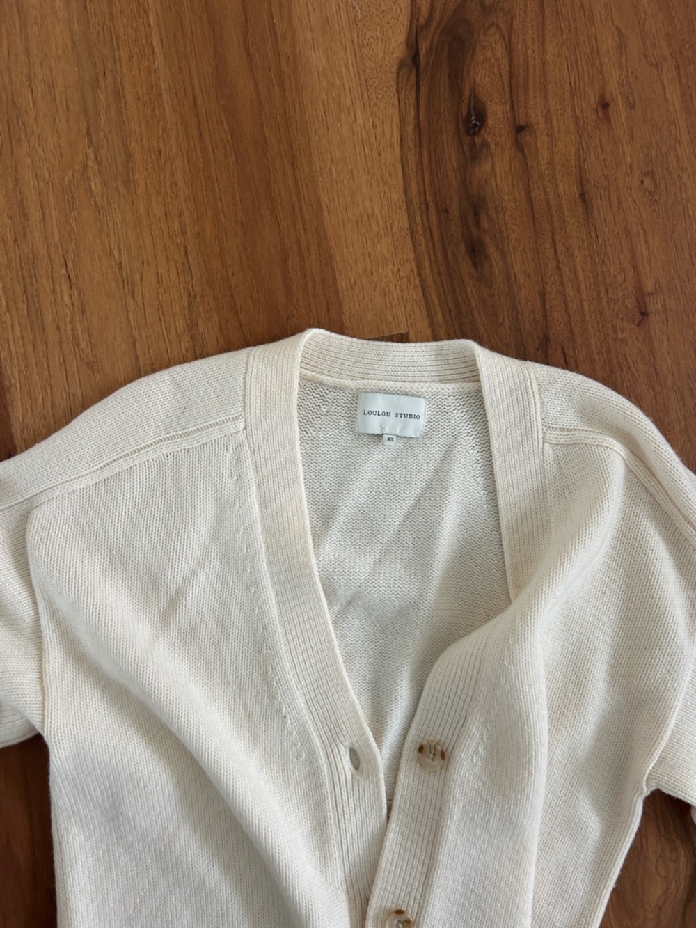 Cream Ribbed Button Cardigan - Picture 5 of 9